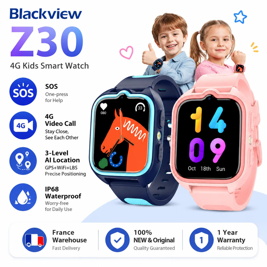Montre Connectée GPS 4G Enfant – Écran 1,75" | Appel Vidéo, Suivi GPS, IP68