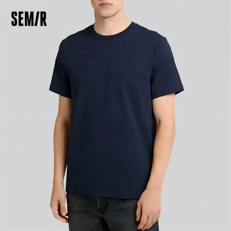 Semir Short Sleeve Men T-Shirt Cotton 2026 Summer New Man Clothing Thin And Versatile T Shirt Couples Solid Color Tops