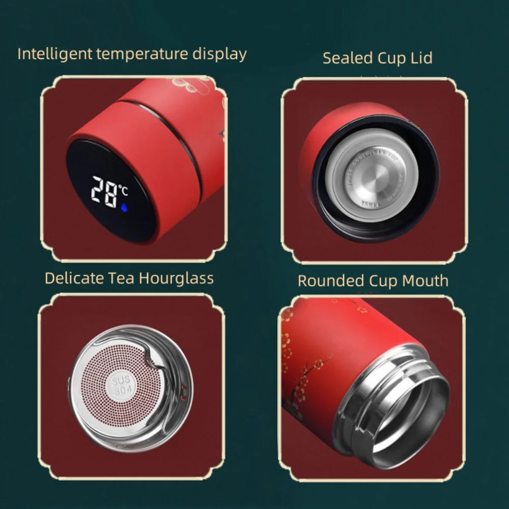 Gourde thermos intelligente style chinois avec affichage de température