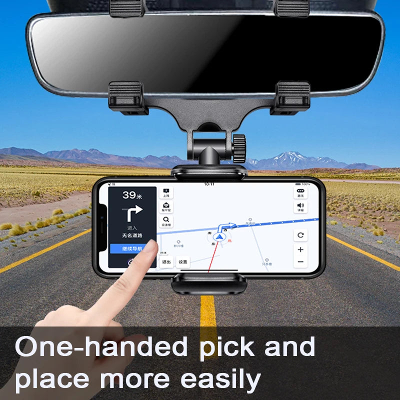 Support Téléphone Voiture pour Rétroviseur SEAMETAL – Rotation 360°, Fixation Stable, Navigation Mains Libres