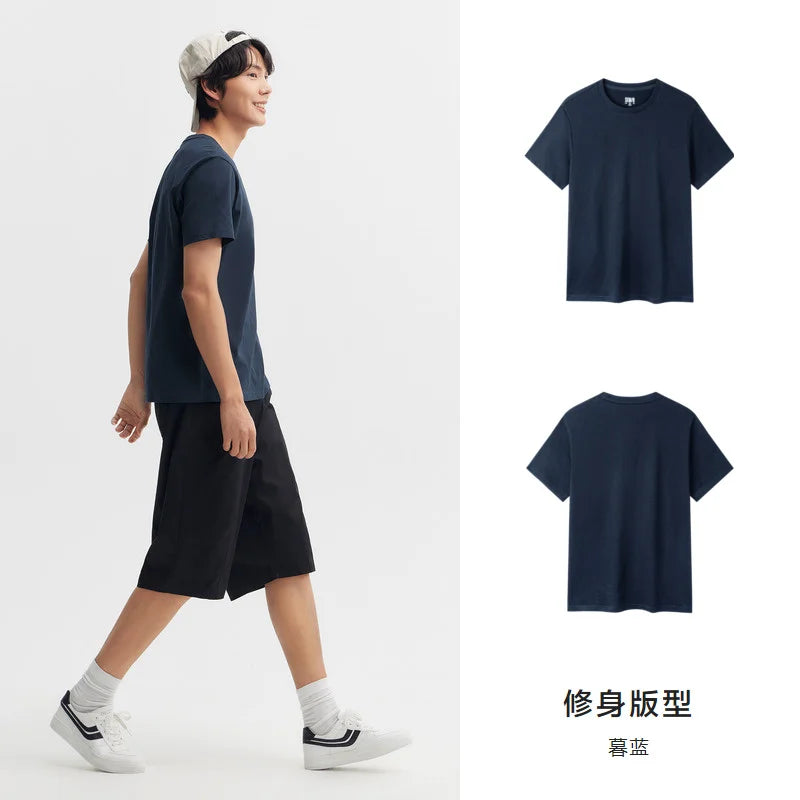 Semir Short Sleeve Men T-Shirt Cotton 2026 Summer New Man Clothing Thin And Versatile T Shirt Couples Solid Color Tops