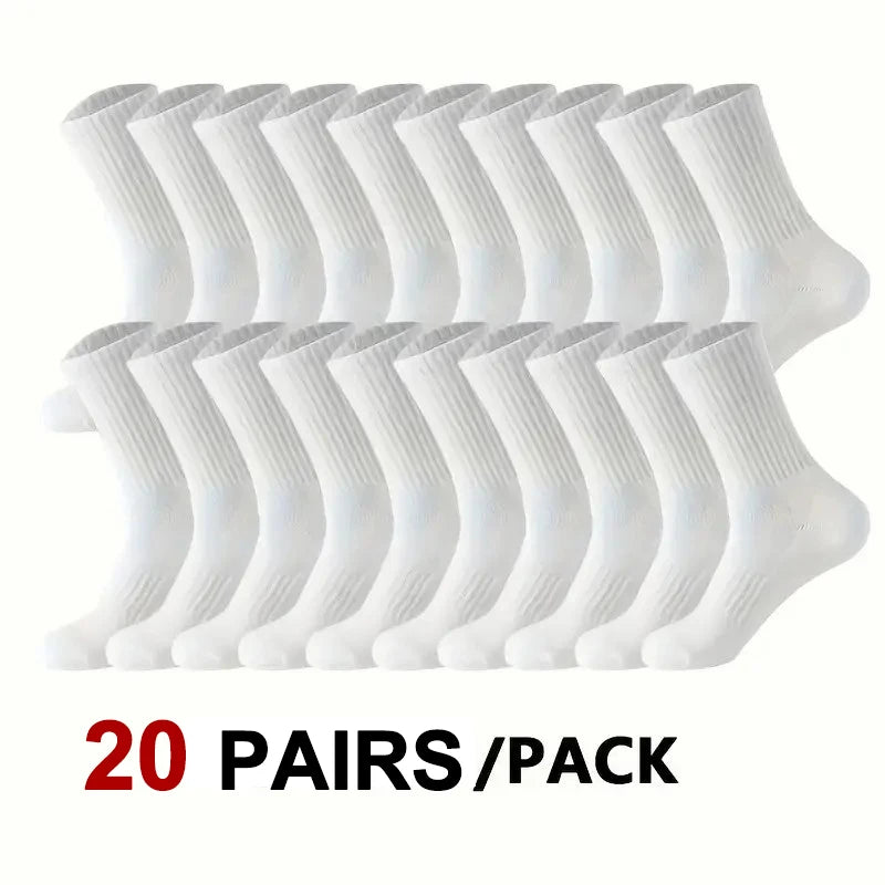 Chaussettes Tricotées Mi-Tube Homme Femme – Anti-Odeur, Respirantes, Toutes Saisons – Lot de 10 ou 20 Paires