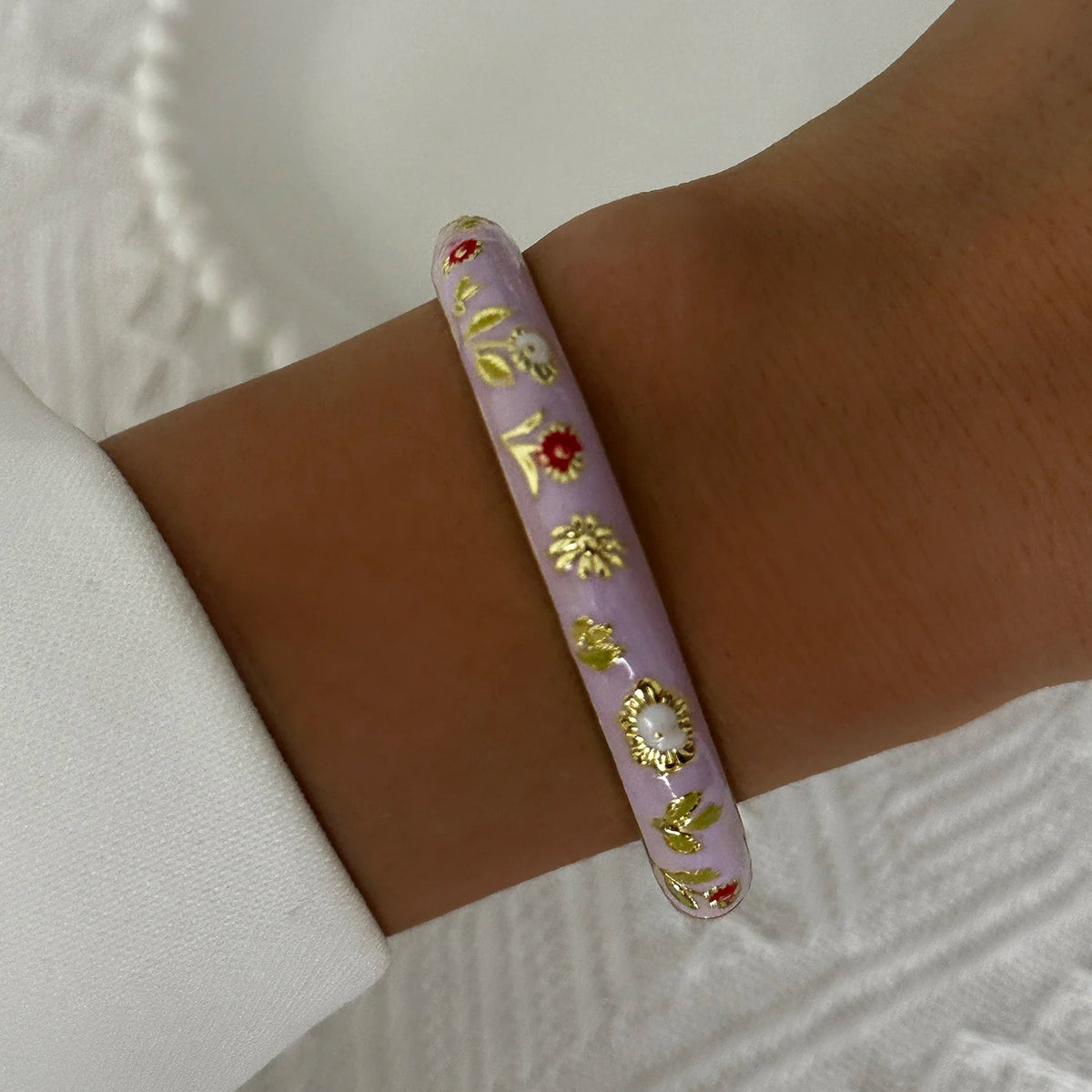 Bracelet Jonc Trèfle à Quatre Feuilles – Émail Coloré & Zircons | Porte-Bonheur