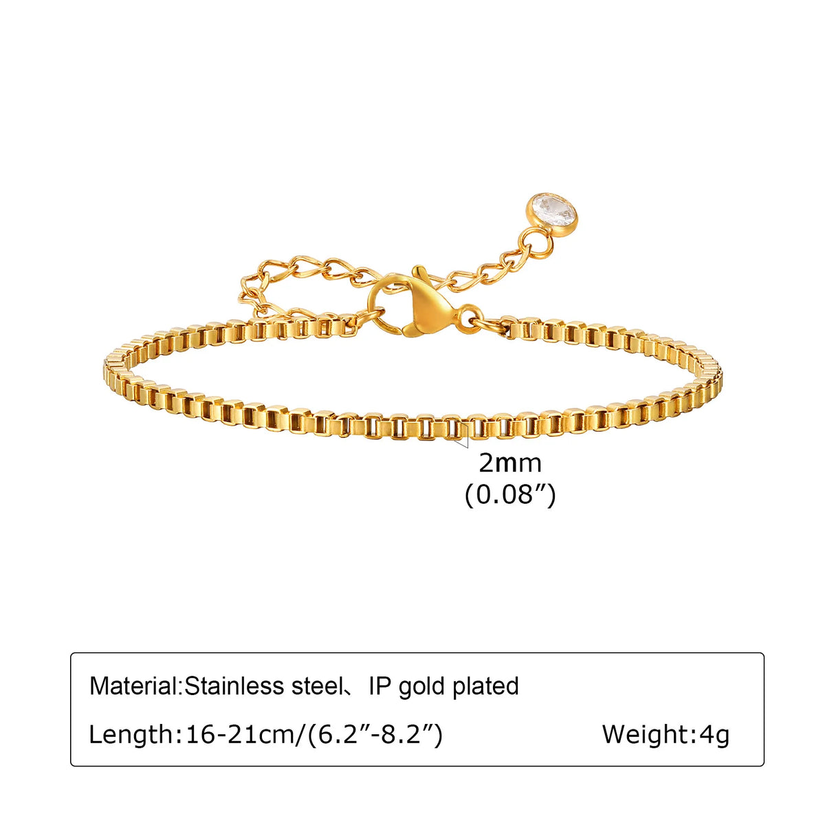 Bracelet Femme en Acier Inoxydable doré – Chaîne Fine Empilable, Résistant à l'Eau, Bijou Tendance Anti-Ternissement