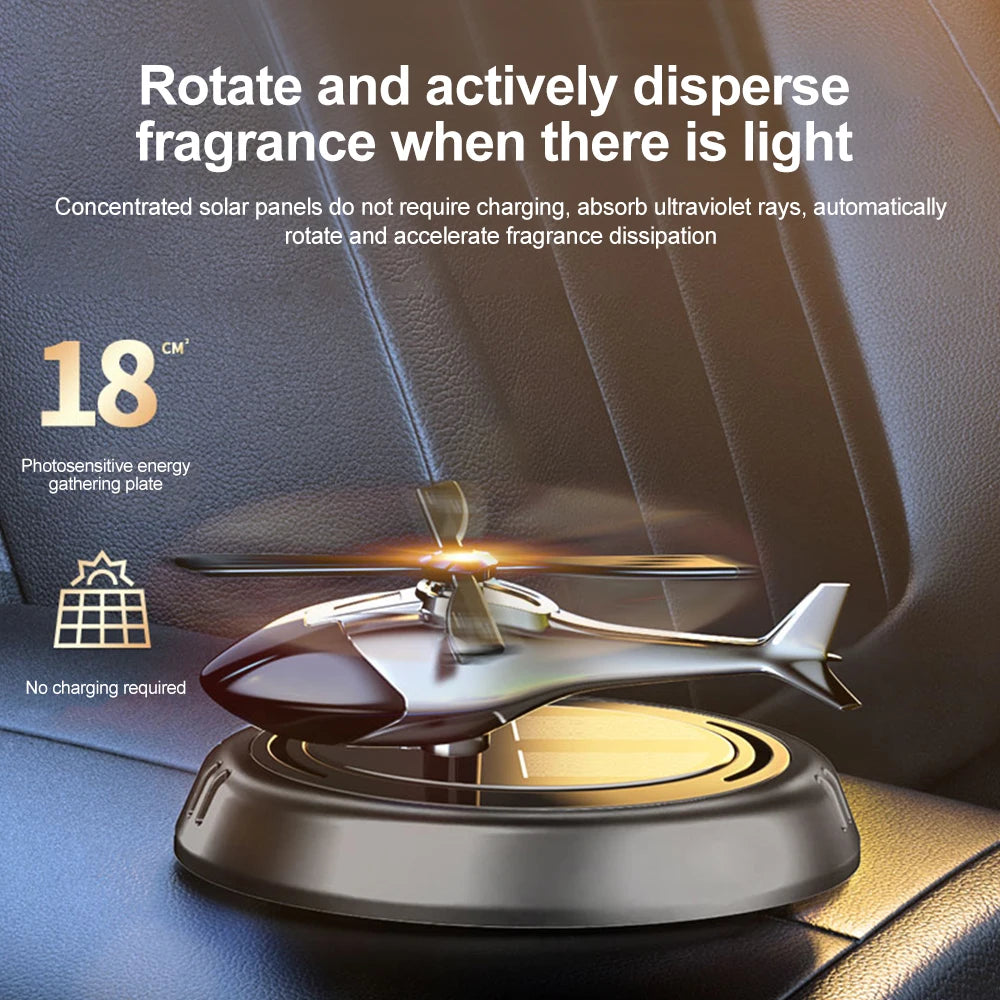 Diffuseur Aromathérapie Solaire Hélicoptère pour Voiture – Bois & Alliage