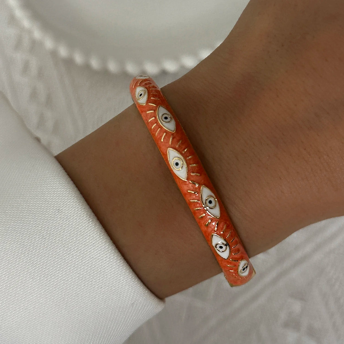 Bracelet Jonc Trèfle à Quatre Feuilles – Émail Coloré & Zircons | Porte-Bonheur