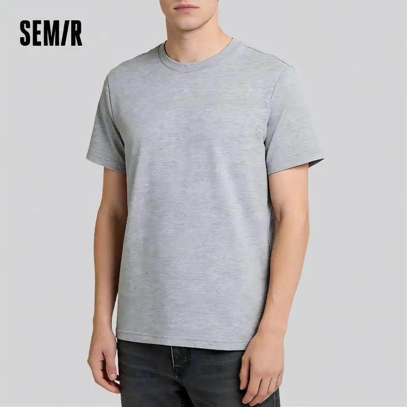 Semir Short Sleeve Men T-Shirt Cotton 2026 Summer New Man Clothing Thin And Versatile T Shirt Couples Solid Color Tops