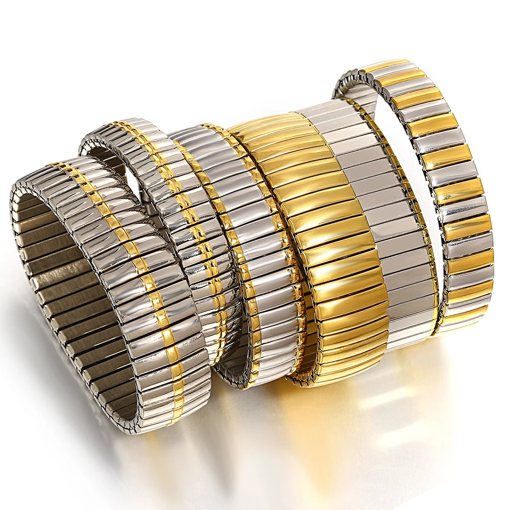 Bracelet Jonc Ajustable Plaqué Or 18K – Acier Inoxydable & Zirconia