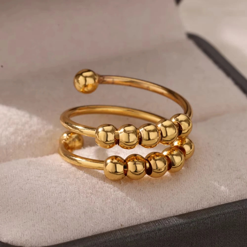 Bague Femme Géométrique en Acier Inoxydable – Zircon Œil Maléfique, Plaqué Or, Ajustable, Bijou Tendance