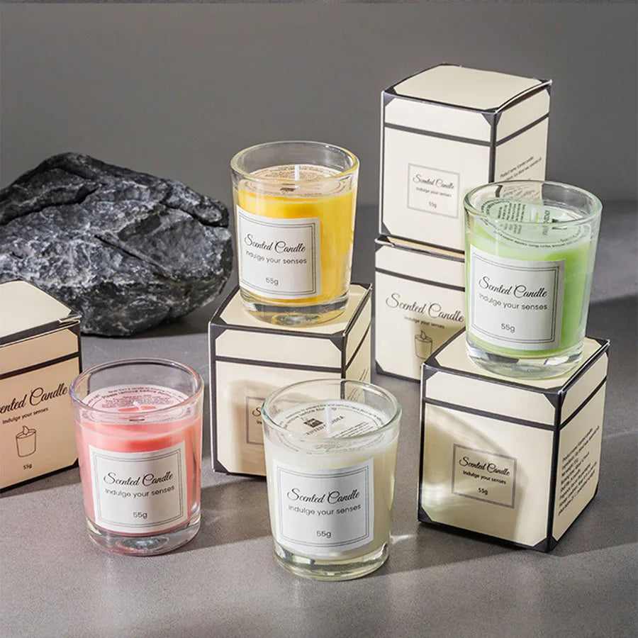Coffret Bougies Parfumées Artisanales – Cire de Soja, Verre, Sans Fumée