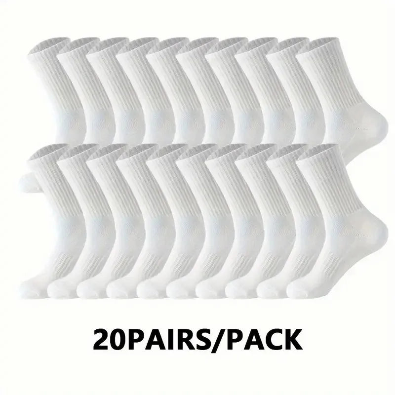 Chaussettes Tricotées Mi-Tube Homme Femme – Anti-Odeur, Respirantes, Toutes Saisons – Lot de 10 ou 20 Paires
