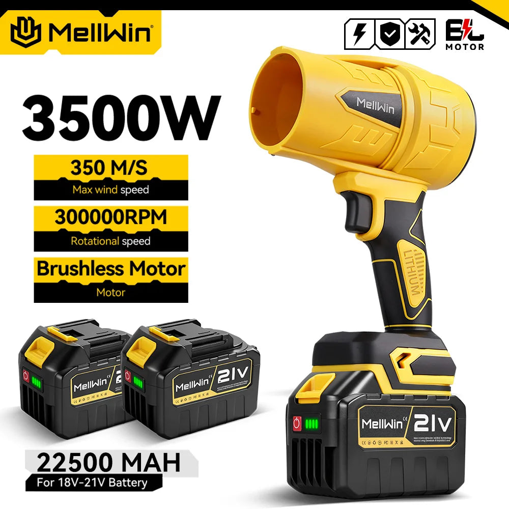 MELLWIN 3500 W – Souffleur Turbo Sans Balais 300 000 tr/min, Vitesse 350 m/s, Sécheur Voiture & Nettoyeur Poussière