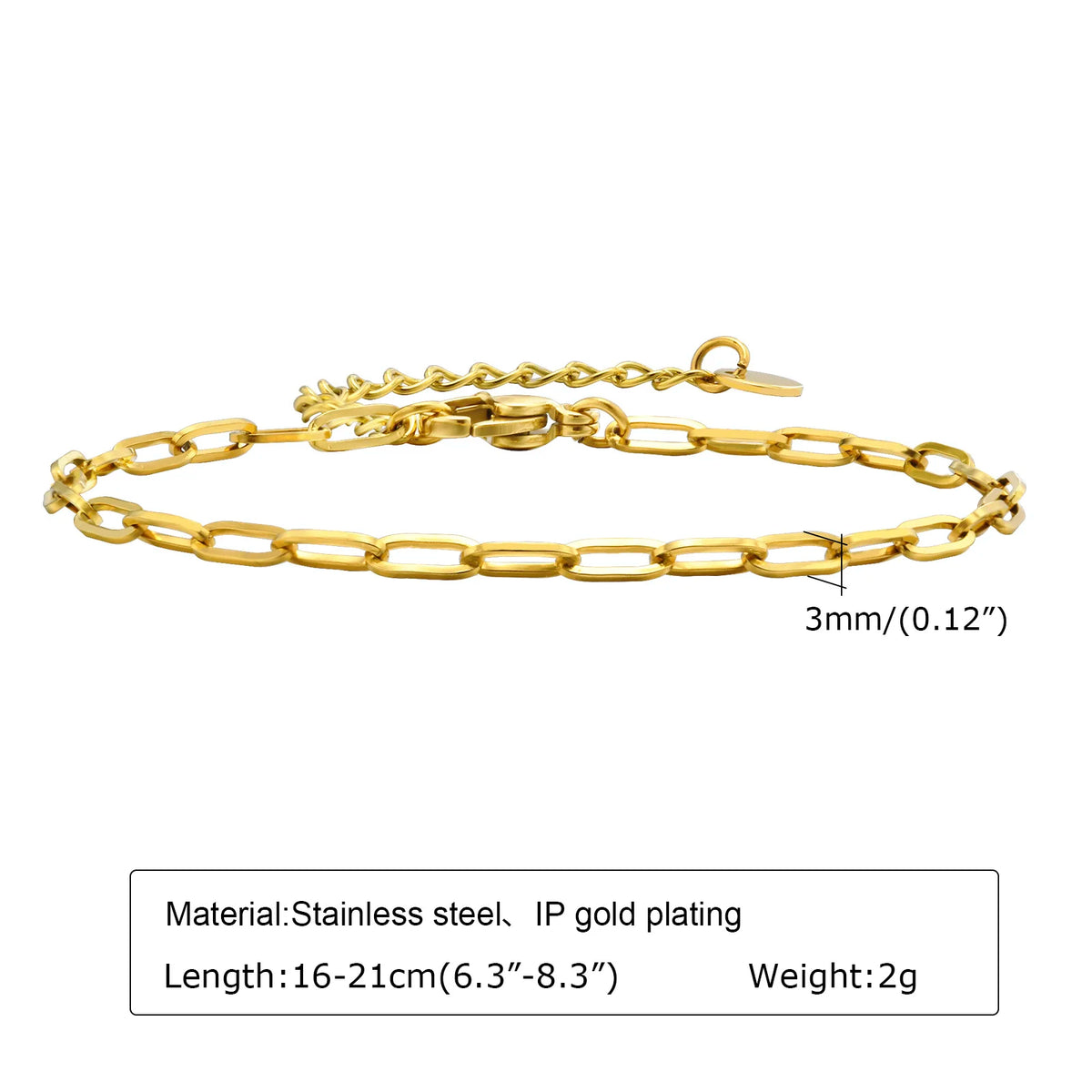 Bracelet Femme en Acier Inoxydable doré – Chaîne Fine Empilable, Résistant à l'Eau, Bijou Tendance Anti-Ternissement