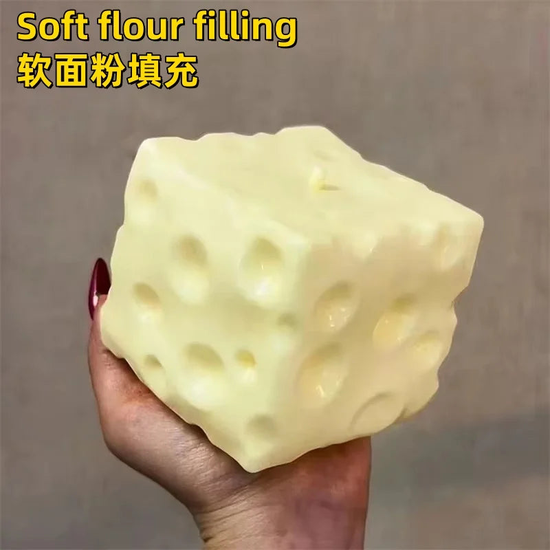 Cube de Fromage Géant – Balle Anti-Stress Malléable, Jouet Sensoriel ASMR, Cadeau Festival