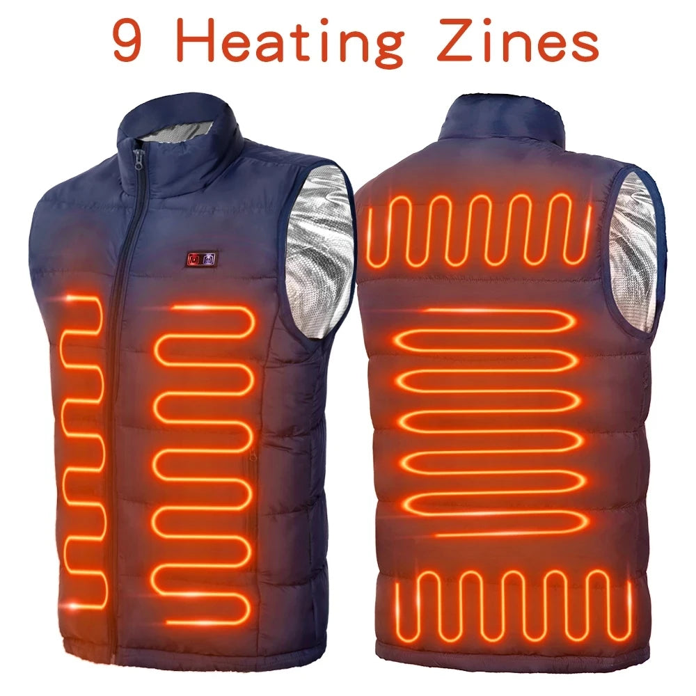 Veste Chauffante 9 Zones – Technologie Graphène, Alimentation USB, 3 Niveaux de Chaleur, Homme & Femme