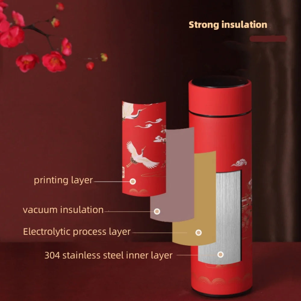 Gourde thermos intelligente style chinois avec affichage de température