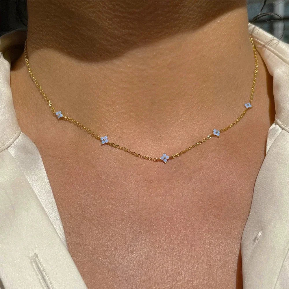 Collier Trèfle à Quatre Feuilles Zircon doré