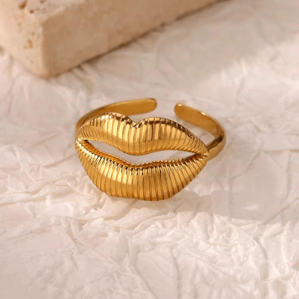 Bague Femme Géométrique en Acier Inoxydable – Zircon Œil Maléfique, Plaqué Or, Ajustable, Bijou Tendance