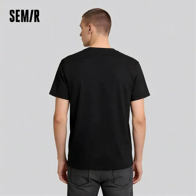 Semir Short Sleeve Men T-Shirt Cotton 2026 Summer New Man Clothing Thin And Versatile T Shirt Couples Solid Color Tops
