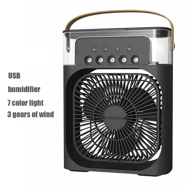 Ventilateur Climatiseur Portable 3-en-1 – Humidificateur & Veilleuse LED