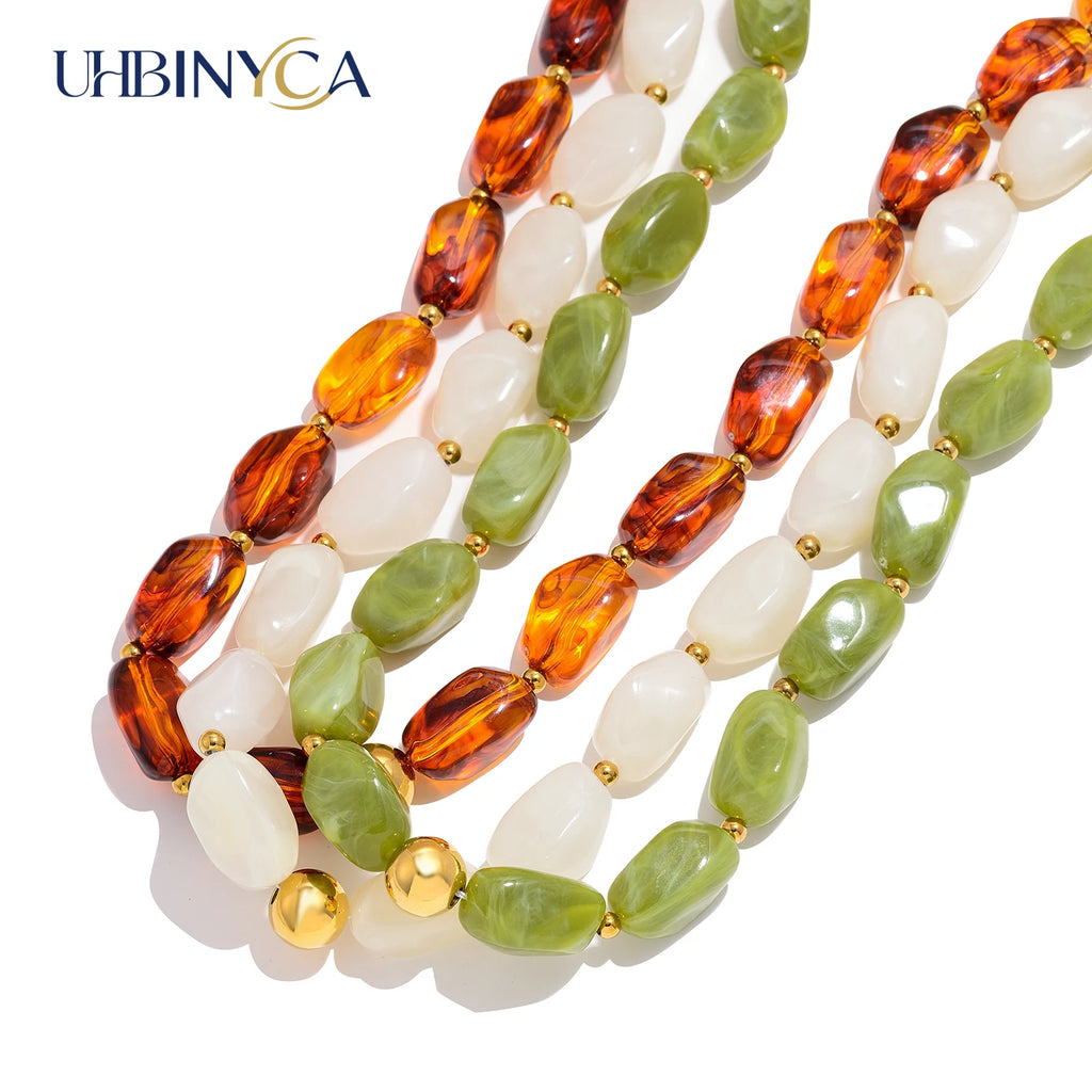 Collier Perles Acryliques Fait Main – Bijou Statement Femme