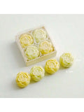 Coffret 4 Bougies Artisanales en Forme de Rose – Cire de Soja, Parfumées, Cadeau Saint-Valentin