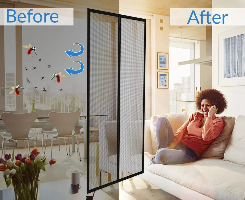 Moustiquaire Magnétique en Fibre de Verre – Taille Personnalisable, Pose Facile, Fermeture Automatique, Anti-Insectes