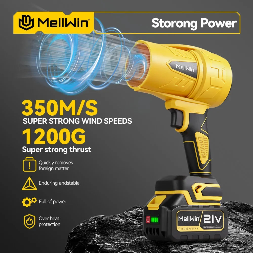 MELLWIN 3500 W – Souffleur Turbo Sans Balais 300 000 tr/min, Vitesse 350 m/s, Sécheur Voiture & Nettoyeur Poussière