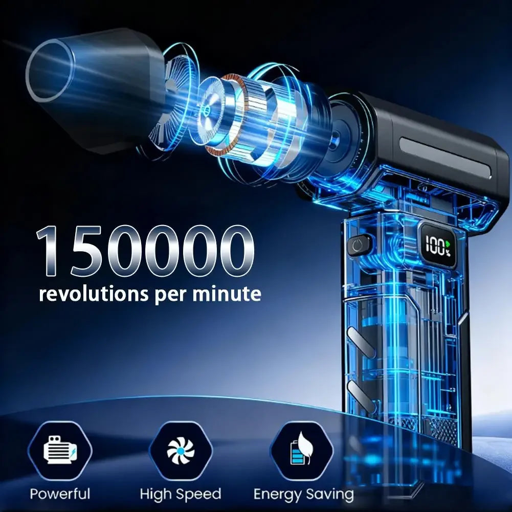 Ventilateur Turbo Sans Balais X8 – Souffleur Électrique 150 000 tr/min, Aspirateur Portable pour Voiture