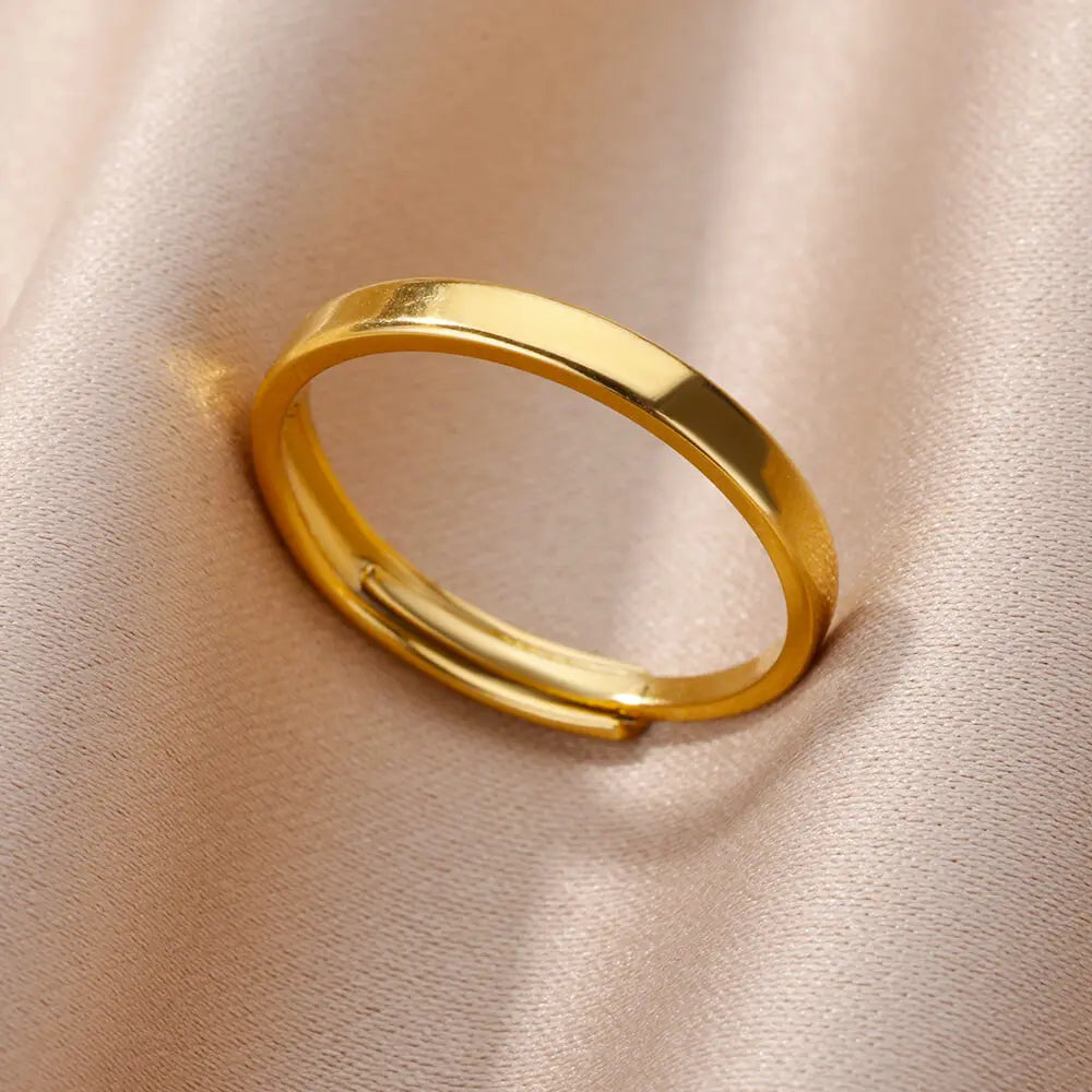 Bague Large Géométrique Acier Inoxydable doré – Style Vintage Minimaliste