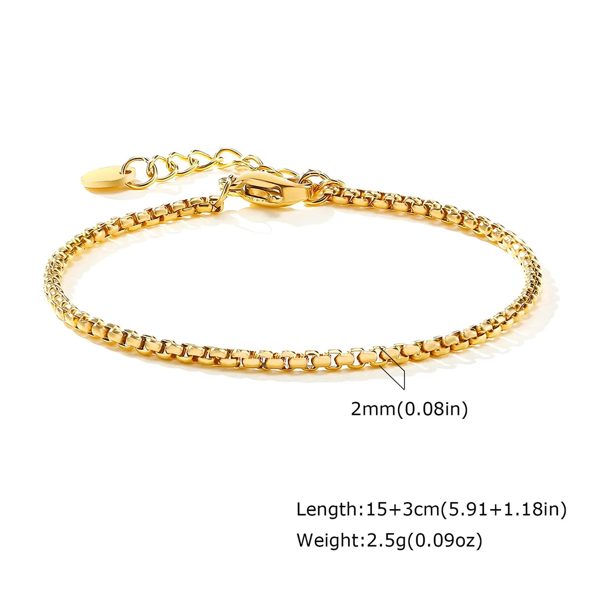 Bracelet Femme en Acier Inoxydable doré – Chaîne Fine Empilable, Résistant à l'Eau, Bijou Tendance Anti-Ternissement