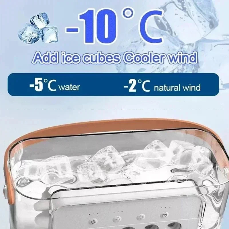 Ventilateur Climatiseur Portable 3-en-1 – Humidificateur & Veilleuse LED
