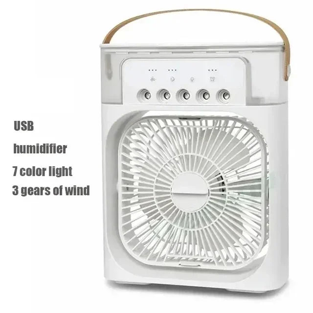 Ventilateur Climatiseur Portable 3-en-1 – Humidificateur & Veilleuse LED