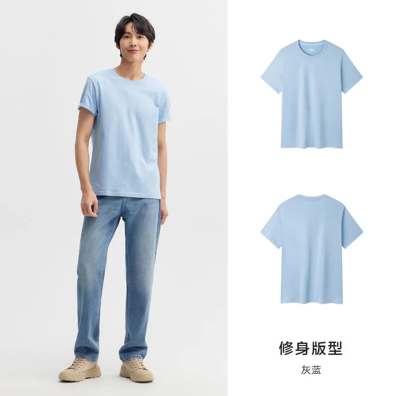 Semir Short Sleeve Men T-Shirt Cotton 2026 Summer New Man Clothing Thin And Versatile T Shirt Couples Solid Color Tops