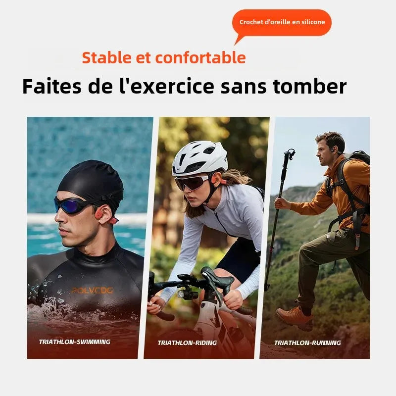 Écouteurs Nage Conduction Osseuse POLVCDG X16 – IPX8, 32Go | Triathlon & Natation