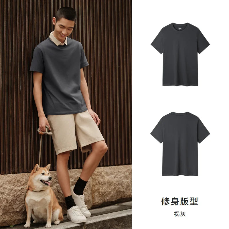 Semir Short Sleeve Men T-Shirt Cotton 2026 Summer New Man Clothing Thin And Versatile T Shirt Couples Solid Color Tops