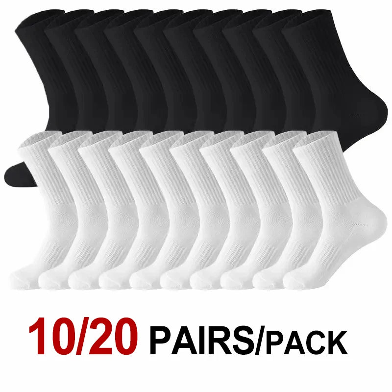 Chaussettes Tricotées Mi-Tube Homme Femme – Anti-Odeur, Respirantes, Toutes Saisons – Lot de 10 ou 20 Paires
