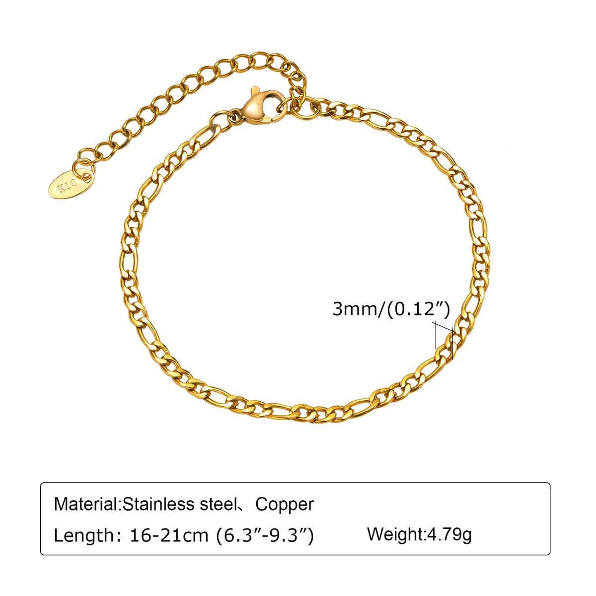 Bracelet Femme en Acier Inoxydable doré – Chaîne Fine Empilable, Résistant à l'Eau, Bijou Tendance Anti-Ternissement