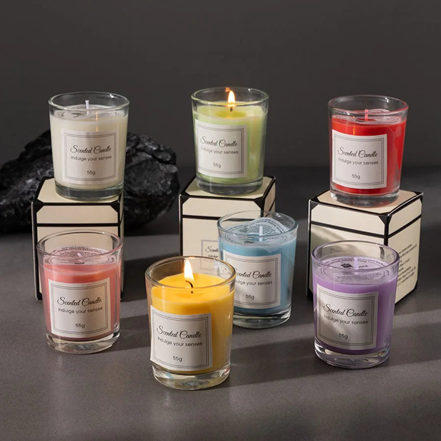 Coffret Bougies Parfumées Artisanales – Cire de Soja, Verre, Sans Fumée