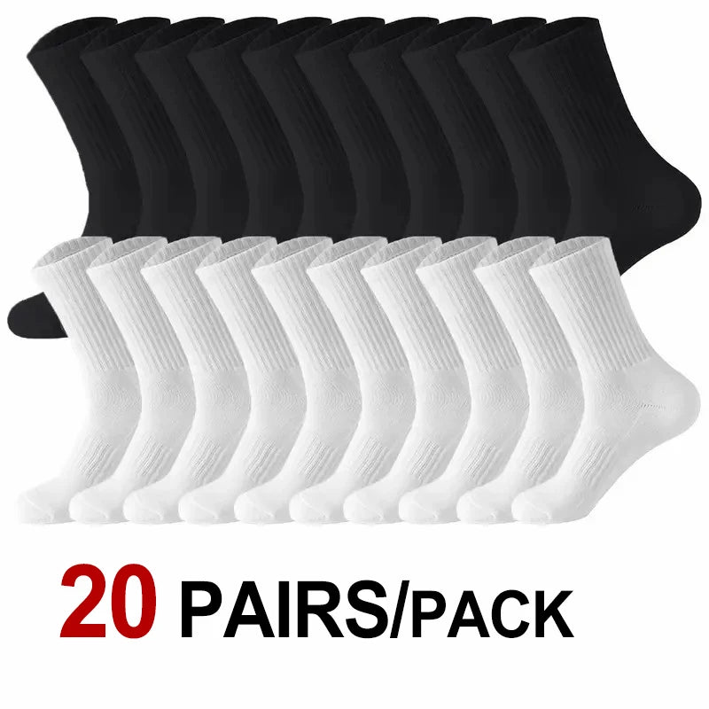 Chaussettes Tricotées Mi-Tube Homme Femme – Anti-Odeur, Respirantes, Toutes Saisons – Lot de 10 ou 20 Paires