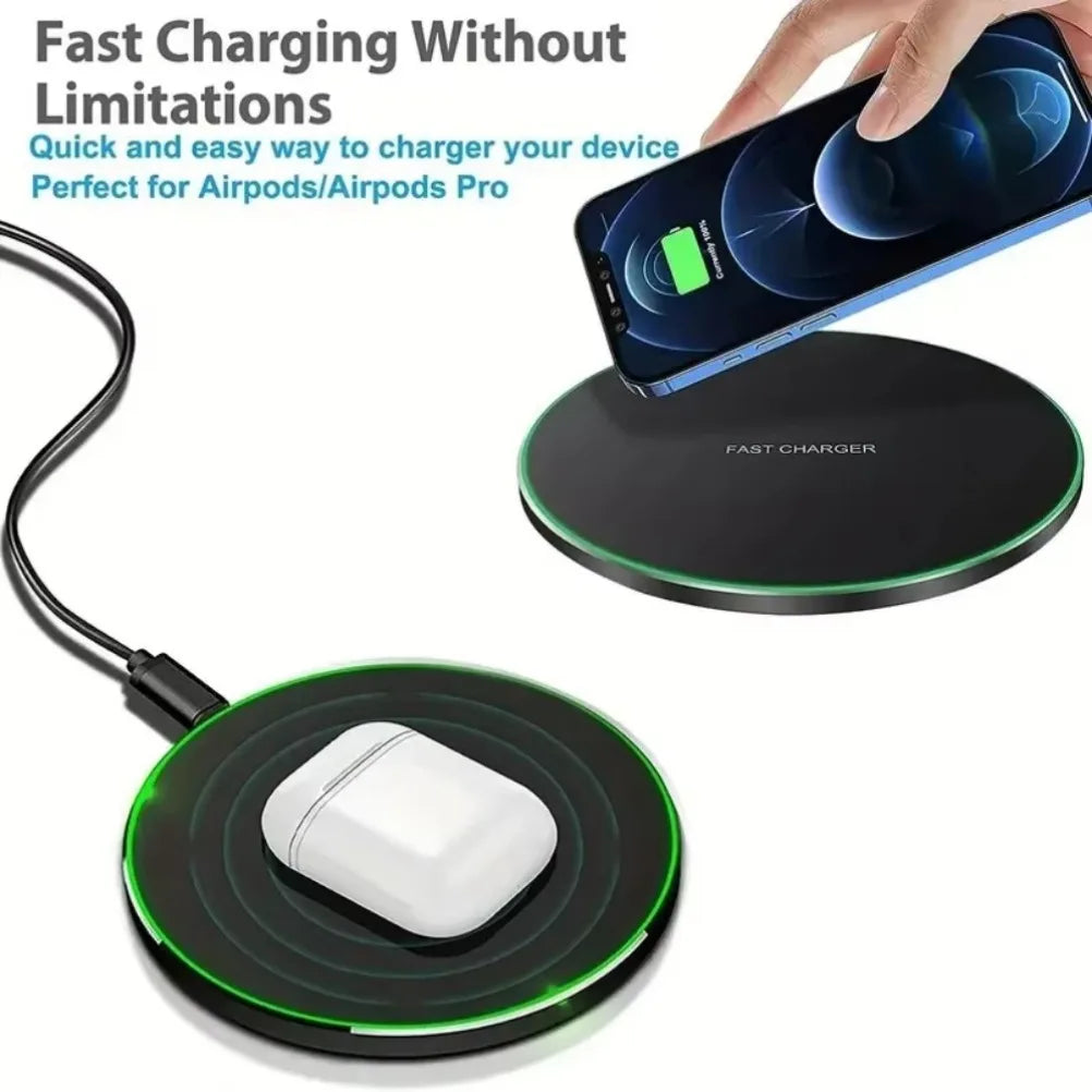 Tapis de Chargement Sans Fil Rapide 15W – Compatible iPhone, Samsung Galaxy & Tous Appareils Qi