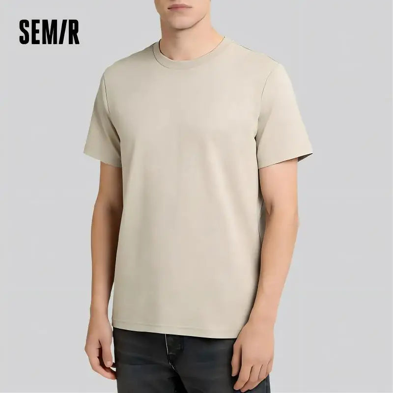 Semir Short Sleeve Men T-Shirt Cotton 2026 Summer New Man Clothing Thin And Versatile T Shirt Couples Solid Color Tops