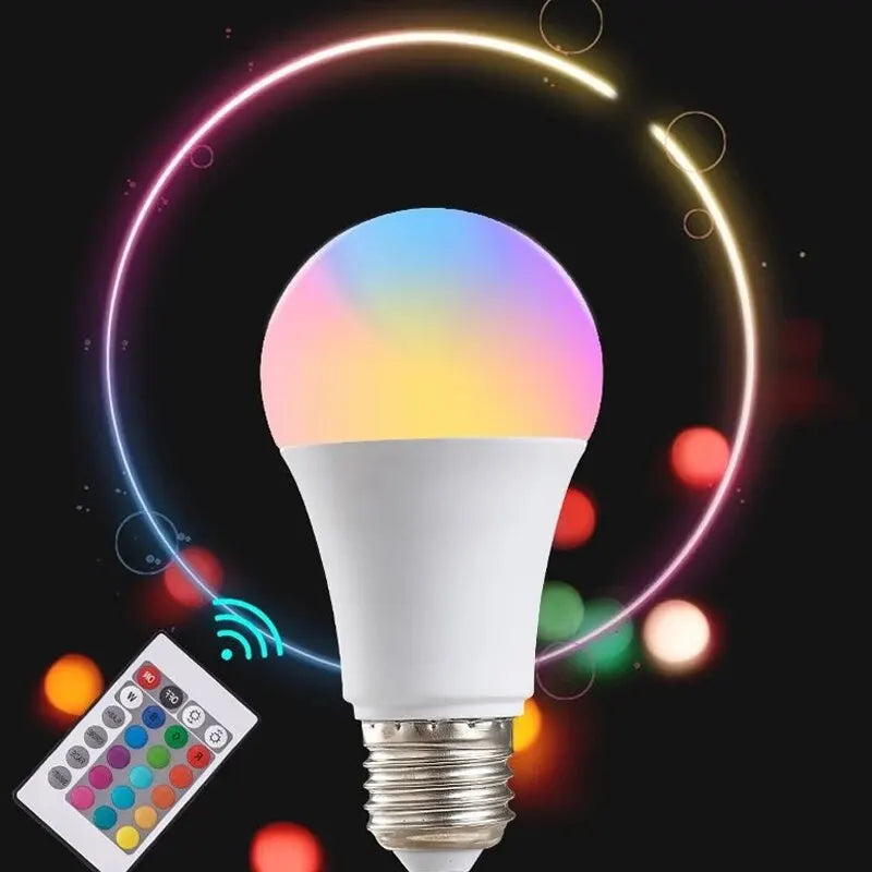 Ampoule LED RGB 16 Couleurs E27 220V – Multicolore, Dimmable, Télécommande 24 Touches, Lumière d'Ambiance