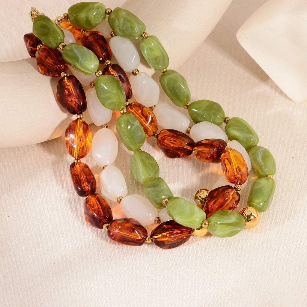 Collier Perles Acryliques Fait Main – Bijou Statement Femme