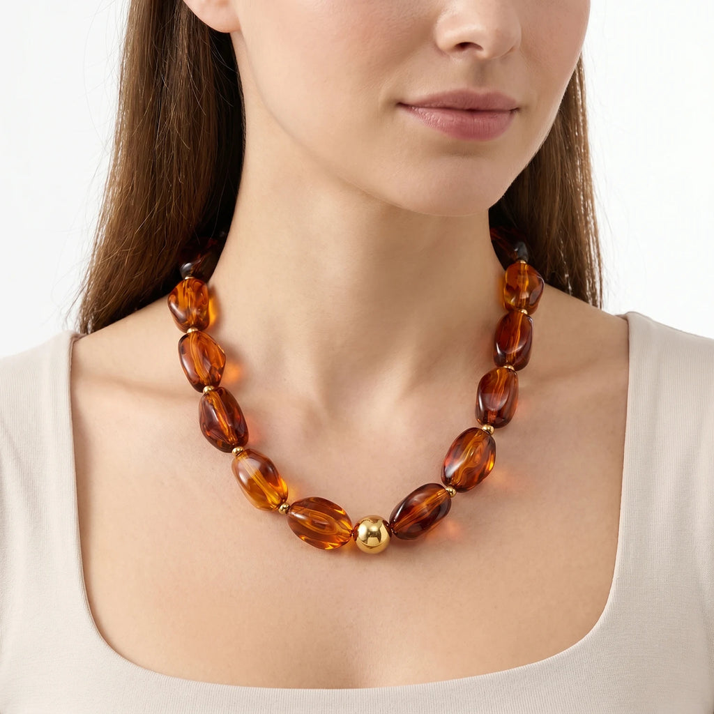 Collier Perles Acryliques Fait Main – Bijou Statement Femme