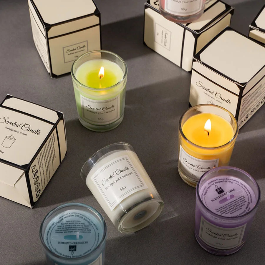 Coffret Bougies Parfumées Artisanales – Cire de Soja, Verre, Sans Fumée