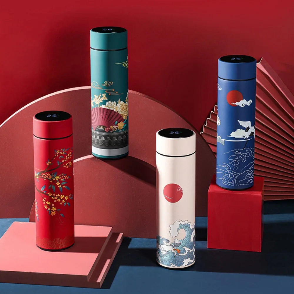 Gourde thermos intelligente style chinois avec affichage de température