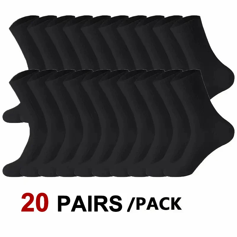 Chaussettes Tricotées Mi-Tube Homme Femme – Anti-Odeur, Respirantes, Toutes Saisons – Lot de 10 ou 20 Paires