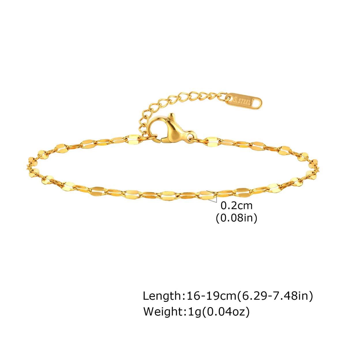 Bracelet Femme en Acier Inoxydable doré – Chaîne Fine Empilable, Résistant à l'Eau, Bijou Tendance Anti-Ternissement