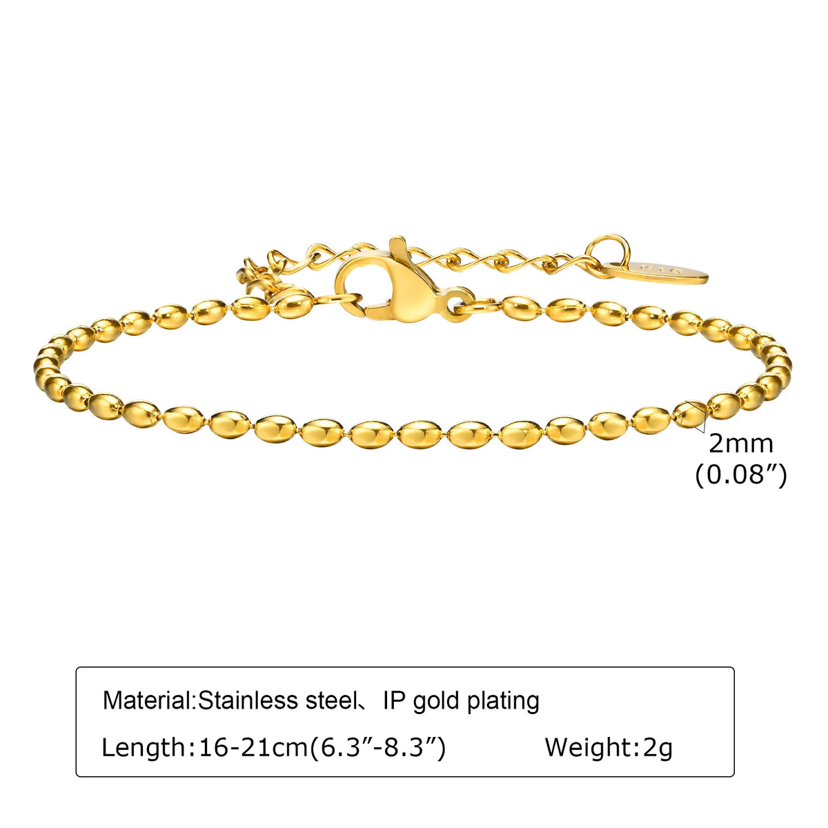 Bracelet Femme en Acier Inoxydable doré – Chaîne Fine Empilable, Résistant à l'Eau, Bijou Tendance Anti-Ternissement